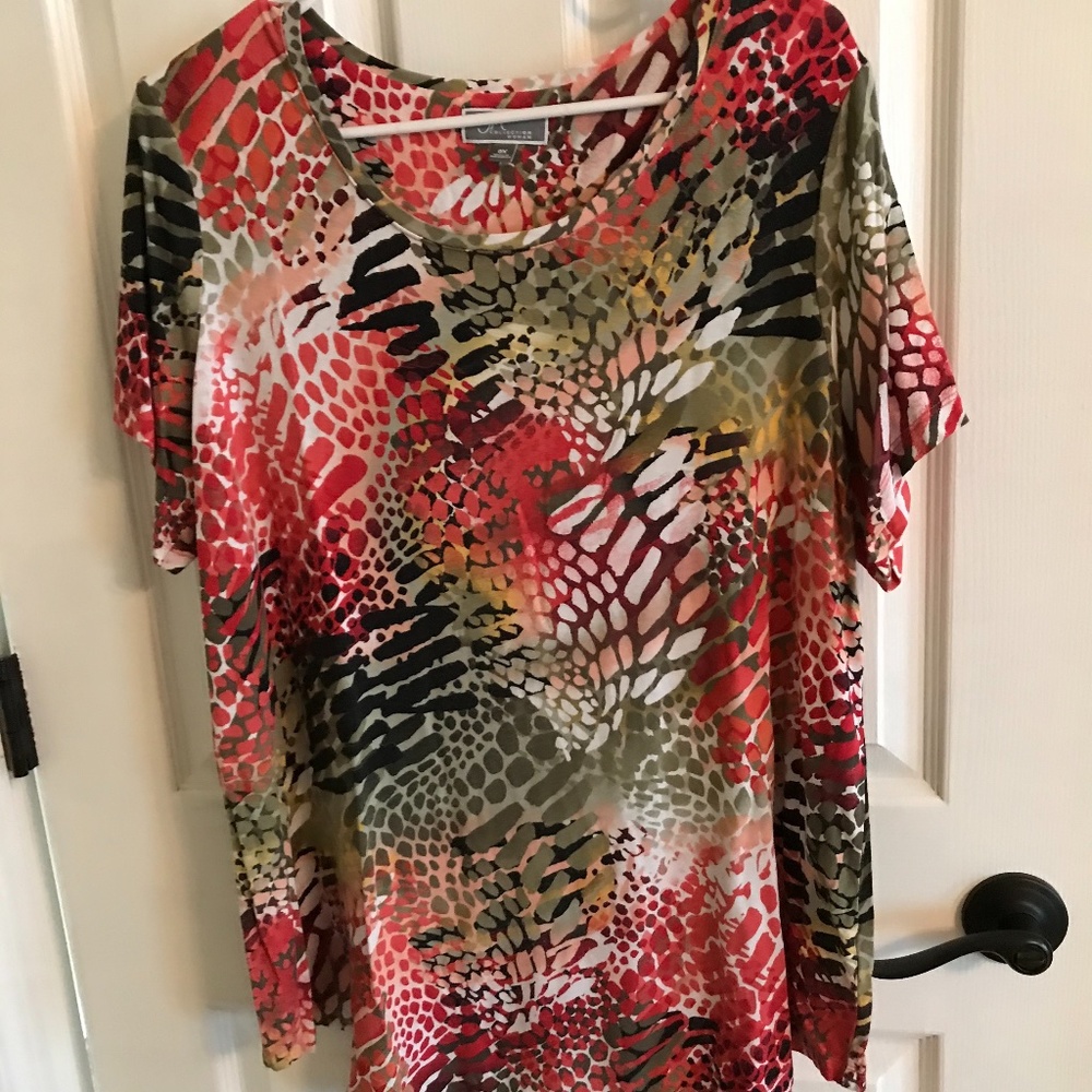 JM Collection Short Sleeve print shirt 0X